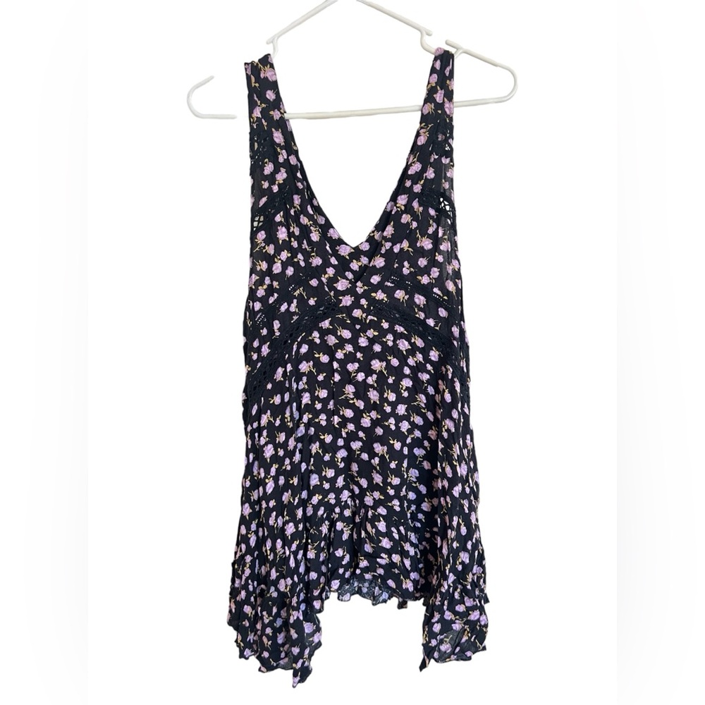 Free People Intimately Purple Black Floral Dress